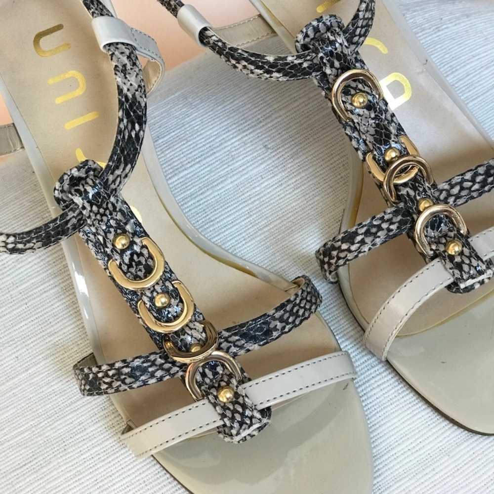 Unisa Leather Animal Print Heel Sandals- FREE SHIP